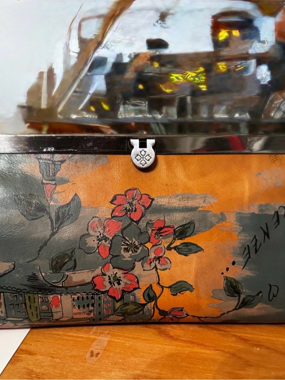 Patricia Nash Teal, Mustard & Pink Floral Frame Wallet